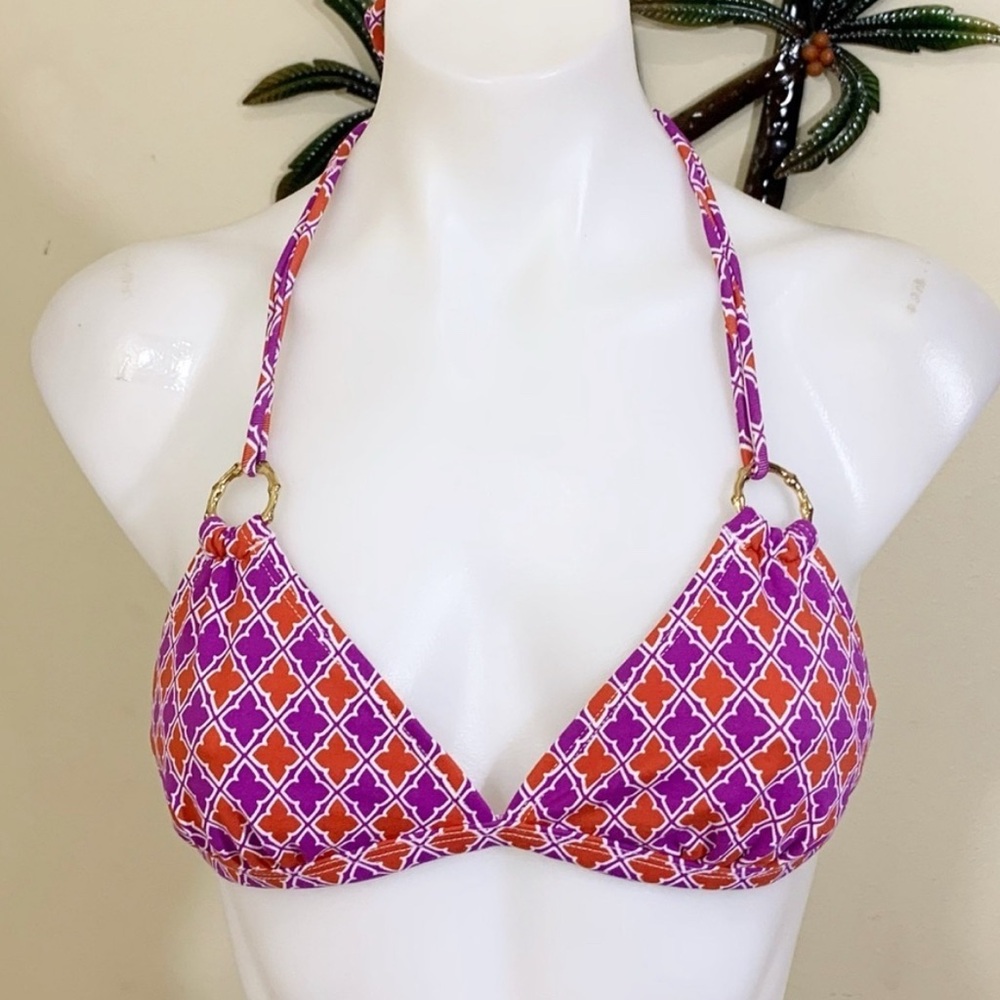Banana Republic Pink and Orange Geometric Bikini Top